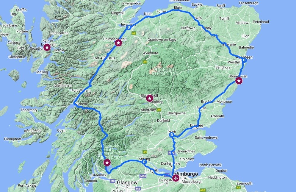 GR Escocia Mapa