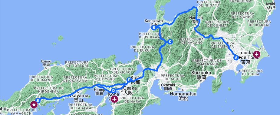 Gran Ruta Samurái Mapa