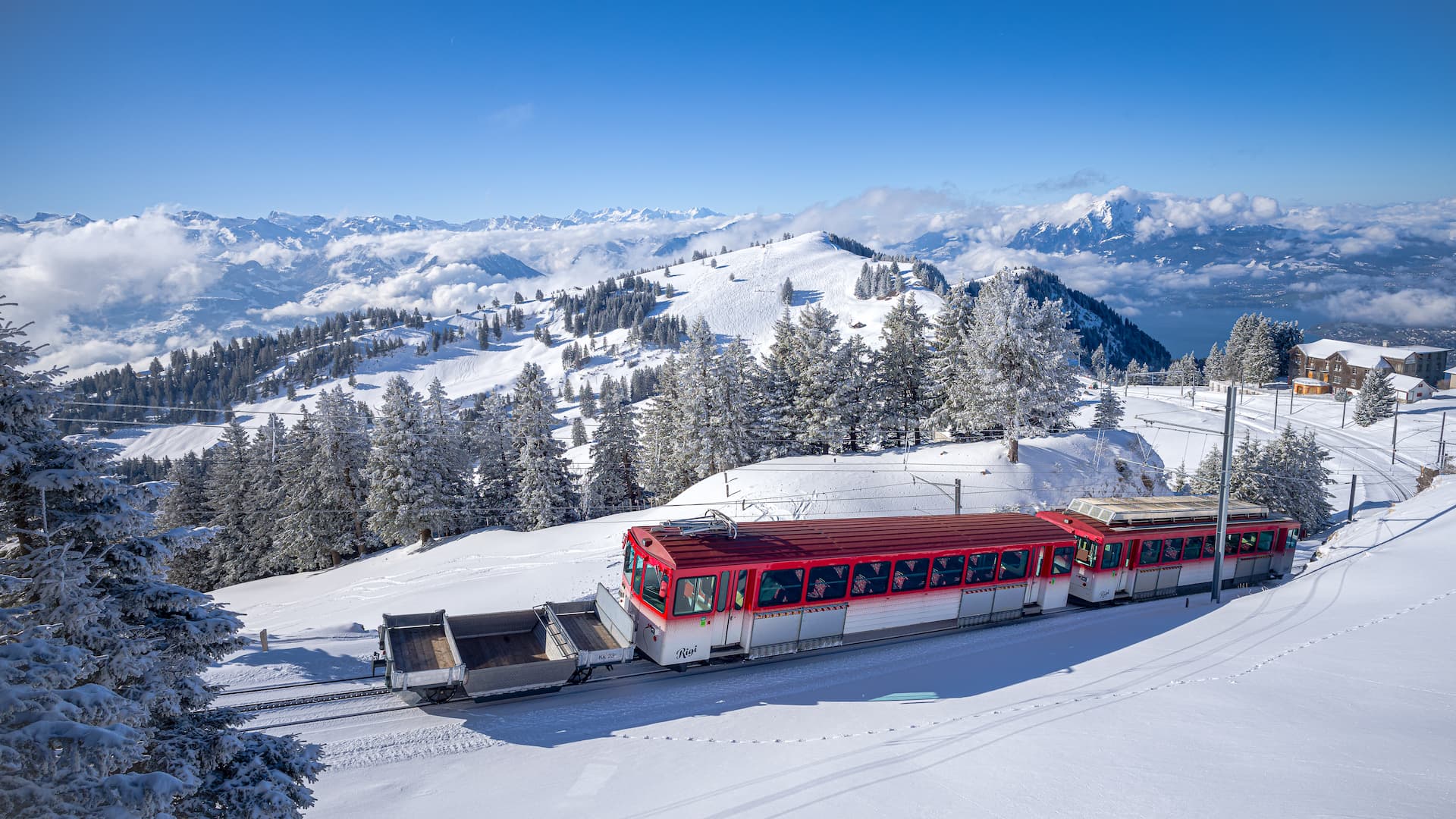 El Tren a Rigi en invierno. Foto: RIGI BAHNEN AG, Franz Geisser